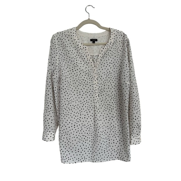 Talbots White Button Up Blouse with Polka Dots Size 1X Petite - Picture 1 of 5